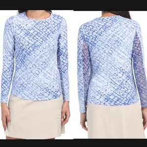 IBKUL Top Crew Neck Shirt Long Sleeve Top Liz Denim Golf Tennis PickleBall COOLs